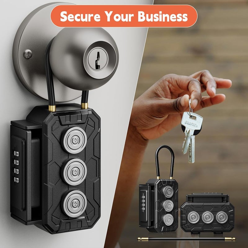 MILADA Magnetic Key Lock Box,Magnetic Key Holder Under car,Magnetic Key Cabinets,Key Holder Magnetic,Hide a Key Magnetic Holder,Waterproof Magnetic Key Hider Outside,4 Combinations & Dual Mounting, - Image 3
